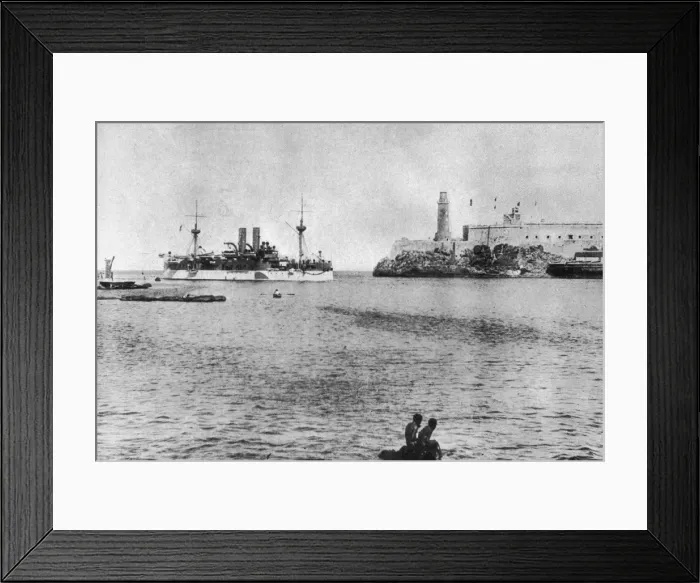 Framed Print : The Maine. The battleship USS Maine, entering Havana harbour Framed Print : The Maine. The battleship USS Maine, entering Havana harbour