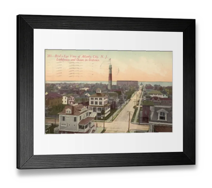 Framed Print : View Of Atlantic City, NJ, And Lighthouse Framed Print : View Of Atlantic City, NJ, And Lighthouse