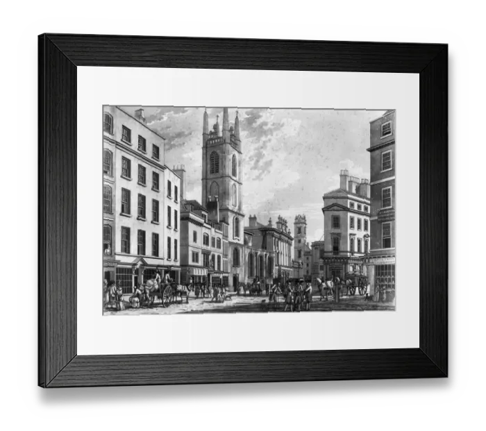 Framed Print : The Bank of England and Church of St Christopher-Le-Stocks on Threadneedle Street, London
