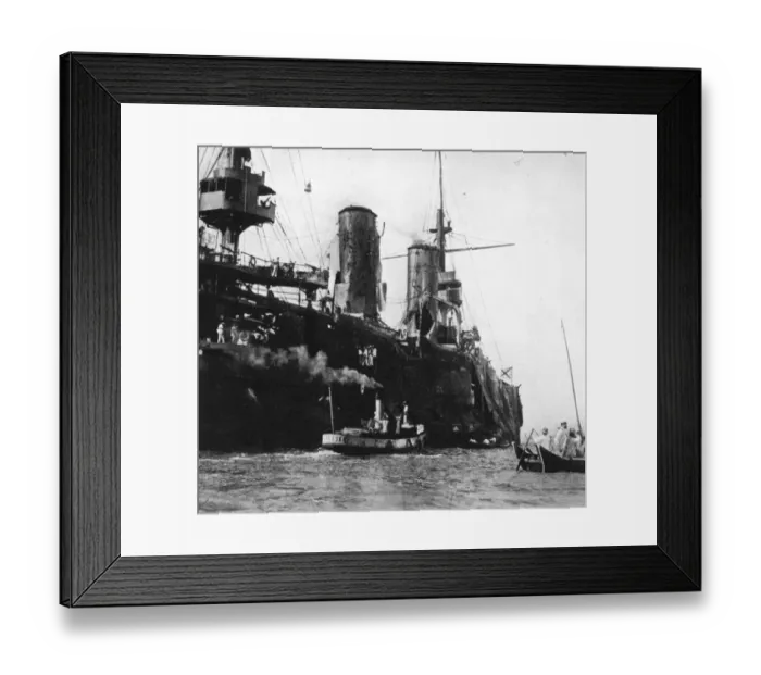 Framed Print : Tsarevich. The Russian battleship Tsarevich in the German treaty harbour Framed Print : Tsarevich. The Russian battleship Tsarevich in the German treaty harbour