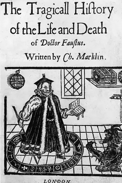 Faustus. An illustration of the 1616 cover to The Tragicall History of the Life