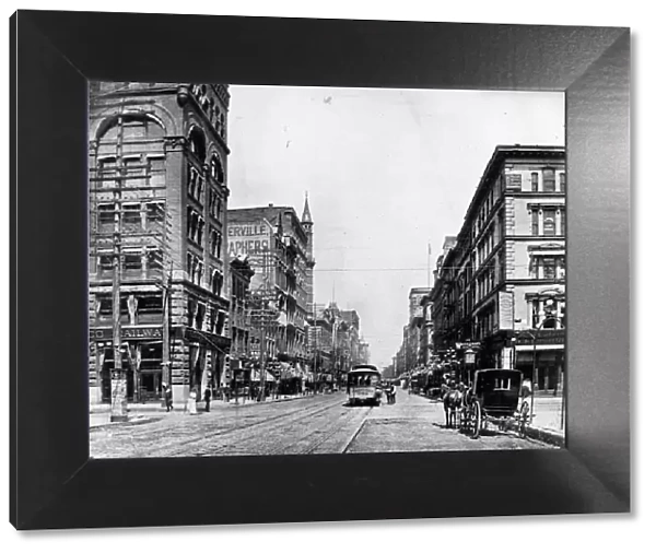 St Louis. circa 1890: Broadway, north from Chestnut Street, St Louis, Missouri