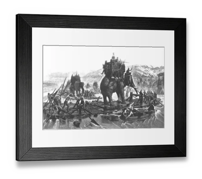 Framed Print : Hannibal Crossing Rhone On Elephants Framed Print : Hannibal Crossing Rhone On Elephants