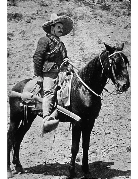 Pancho Villa Sits On Horseback