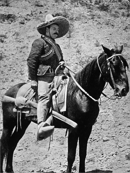Pancho Villa Sits On Horseback