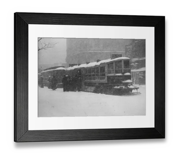 Framed Print : People Boarding Street Cars In NYC Framed Print : People Boarding Street Cars In NYC