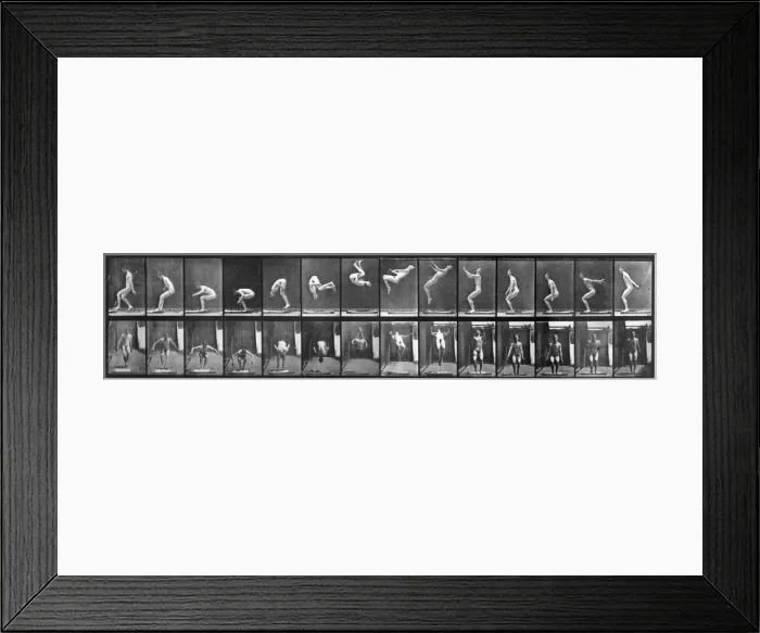 Framed Print : Acrobat. circa 1885: A photo-montage, by photographic pioneer Edweard Muybridge Framed Print : Acrobat. circa 1885: A photo-montage, by photographic pioneer Edweard Muybridge