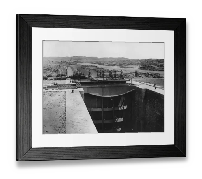 Framed Print : Aswan Dam. circa 1900: Lock gates at Aswan Dam across the Nile River near Framed Print : Aswan Dam. circa 1900: Lock gates at Aswan Dam across the Nile River near