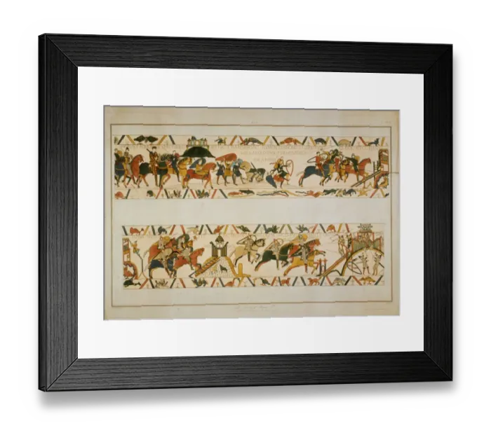 Framed Print : Bayeux Tapestry Scene - Future King Harold II rescues two of William the Conquerors soldiers