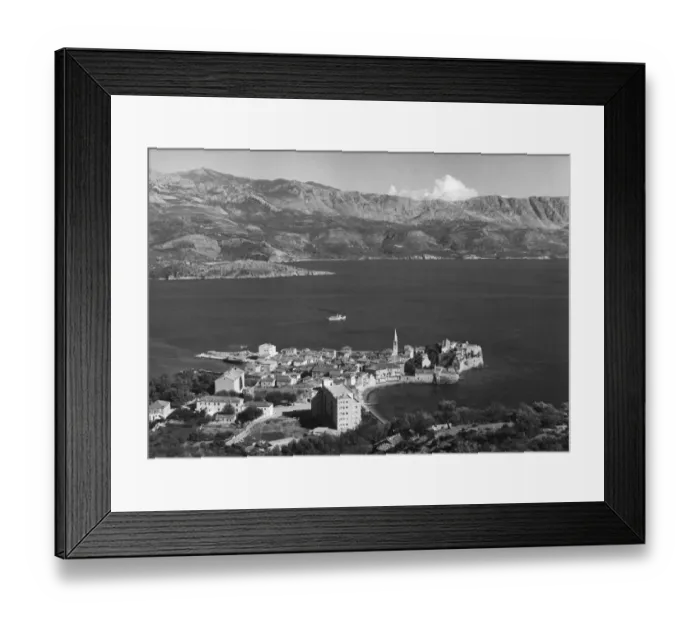 Framed Print : Budva. A view over the coastal town of Budva, Montenegro, circa 1975 Framed Print : Budva. A view over the coastal town of Budva, Montenegro, circa 1975