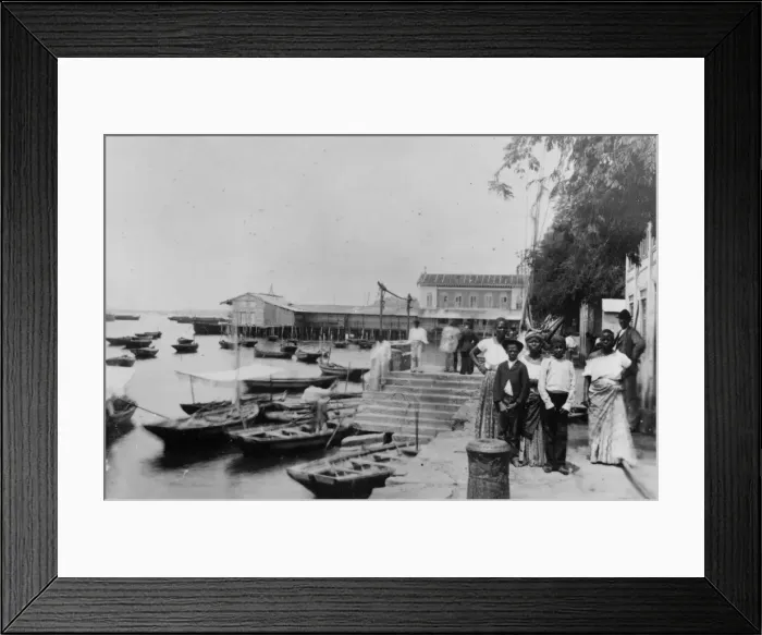 Framed Print : Rio Quay. 1867: A family on the Quay at Rio De Janeiro, Brazil Framed Print : Rio Quay. 1867: A family on the Quay at Rio De Janeiro, Brazil