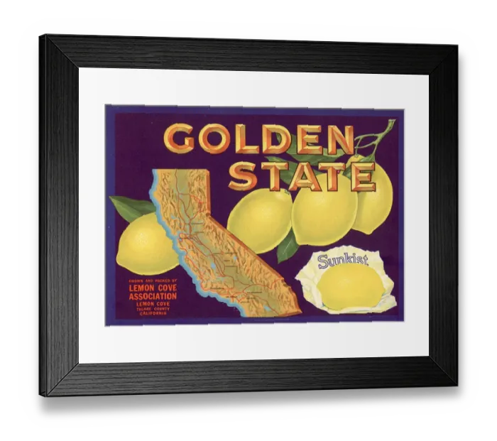 Framed Print : Golden State Fruit Box Label Framed Print : Golden State Fruit Box Label