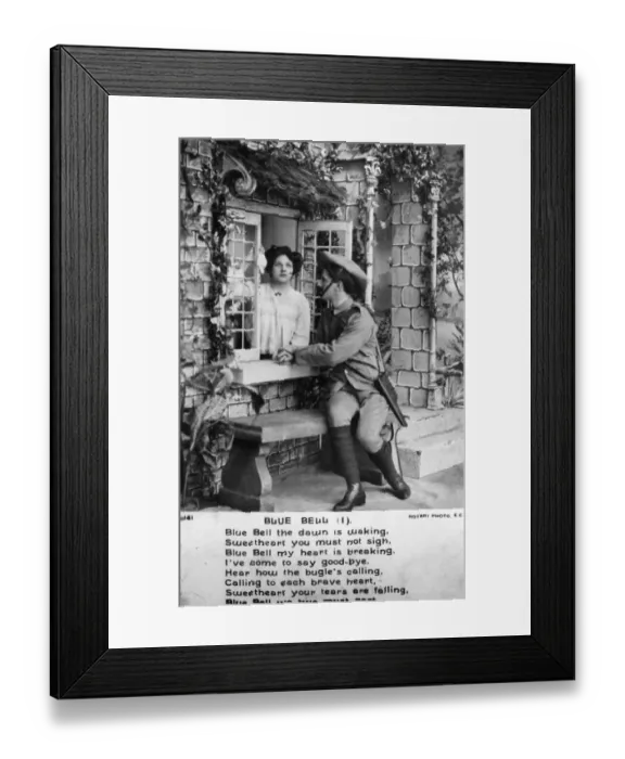 Framed Print : Blue Bell. circa 1900: A soldier singing the first verse of Blue Bell Framed Print : Blue Bell. circa 1900: A soldier singing the first verse of Blue Bell