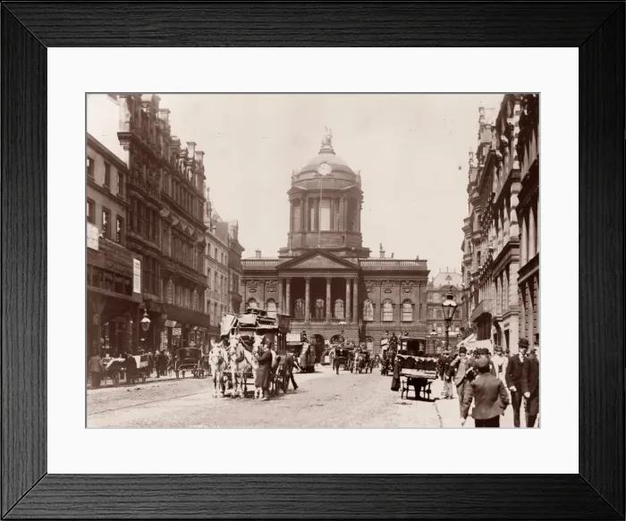 Framed Print : Town Hall. circa 1895: The Town Hall and passers-by Framed Print : Town Hall. circa 1895: The Town Hall and passers-by