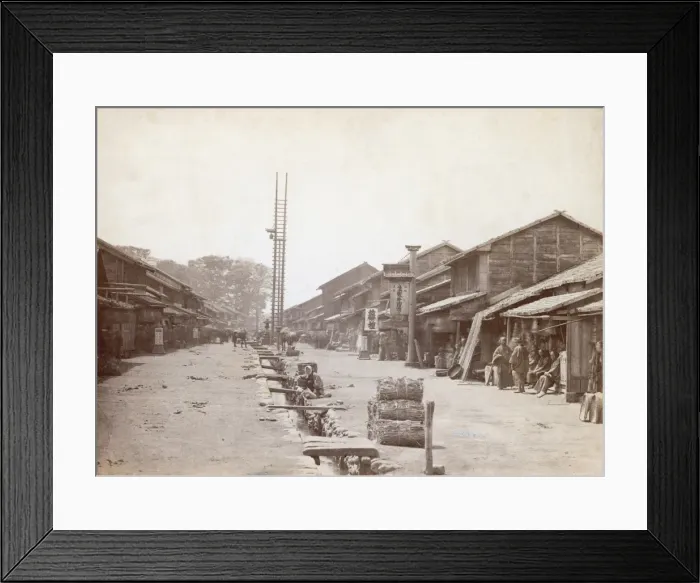 Framed Print : Atsugi. The main street of Atsugi, in Kanagawa Prefecture, circa 1865 Framed Print : Atsugi. The main street of Atsugi, in Kanagawa Prefecture, circa 1865