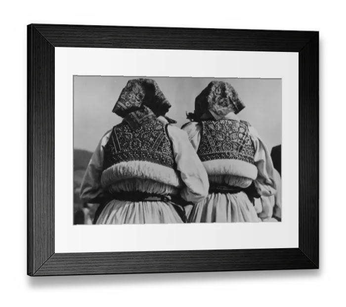 Framed Print : Yugoslavs. circa 1939: Two Yugoslav women wearing national costume Framed Print : Yugoslavs. circa 1939: Two Yugoslav women wearing national costume