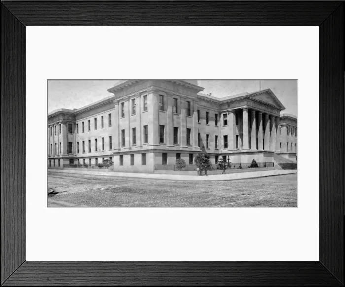 Framed Print : US Mint. circa 1890: The US Mint in San Francisco, California