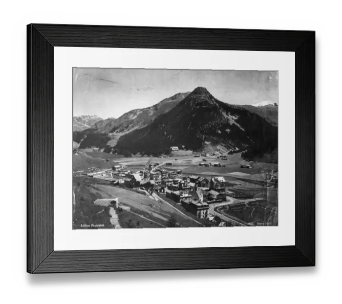 Framed Print : Davos. circa 1880: The Swiss town of Davos situated in a valley in the Rhaetian Alps Framed Print : Davos. circa 1880: The Swiss town of Davos situated in a valley in the Rhaetian Alps