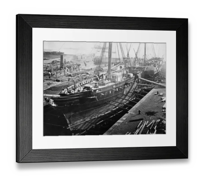 Framed Print : Dry Dock. 9th October 1866: SS Nyanza in dry dock. (Photo by Hulton Archive / Getty Images) Framed Print : Dry Dock. 9th October 1866: SS Nyanza in dry dock. (Photo by Hulton Archive / Getty Images)