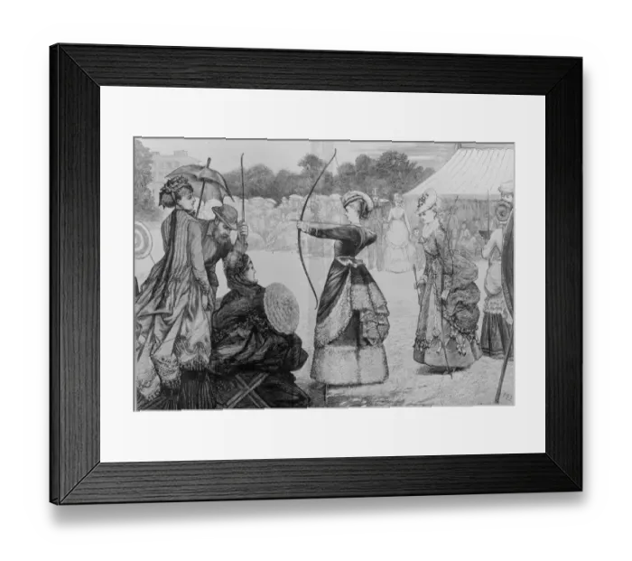 Framed Print : Archery. circa 1860: A contestant taking aim during the Grand National Framed Print : Archery. circa 1860: A contestant taking aim during the Grand National