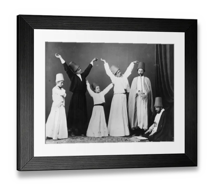 Framed Print : Dervishes. circa 1870: A group of dervishes begin their dance known as Framed Print : Dervishes. circa 1870: A group of dervishes begin their dance known as