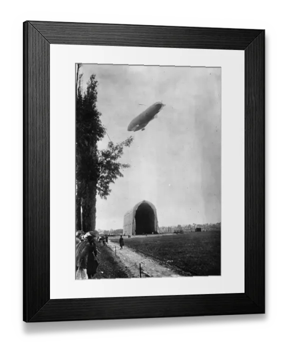 Framed Print : Airship. circa 1909: The Republique Airship above its hangar Framed Print : Airship. circa 1909: The Republique Airship above its hangar