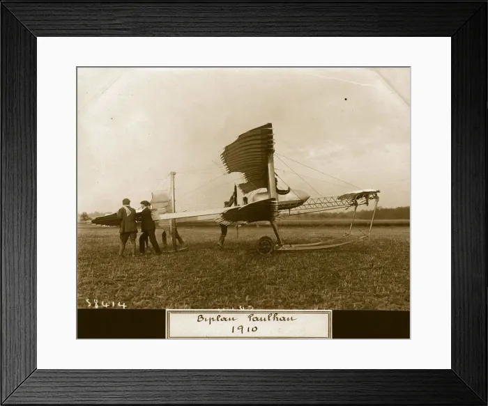 Framed Print : Paulhan. 26th November 1910: An experimental biplane of Louis Paulhan about to be started