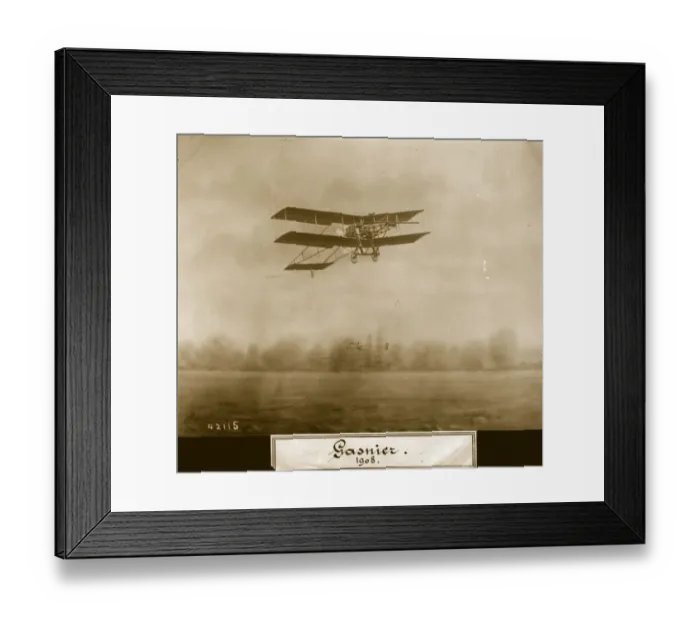 Framed Print : Gasnier. November 1908: A Gasnier biplane taking off Framed Print : Gasnier. November 1908: A Gasnier biplane taking off
