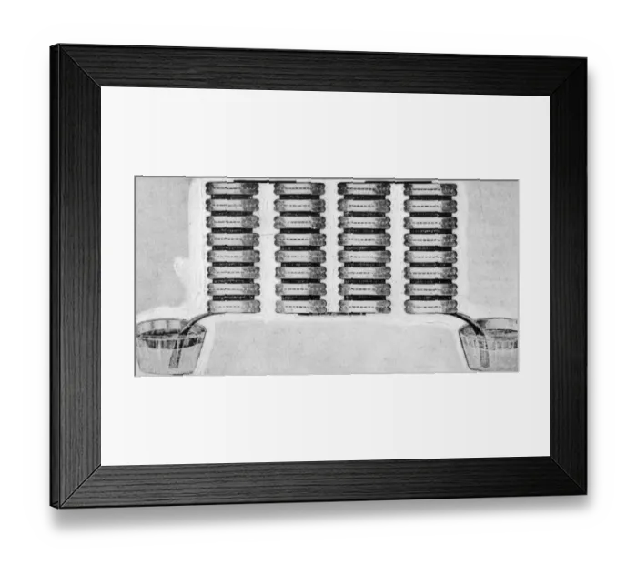 Framed Print : Battery. circa 1901: A diagram of a voltaic electric cell