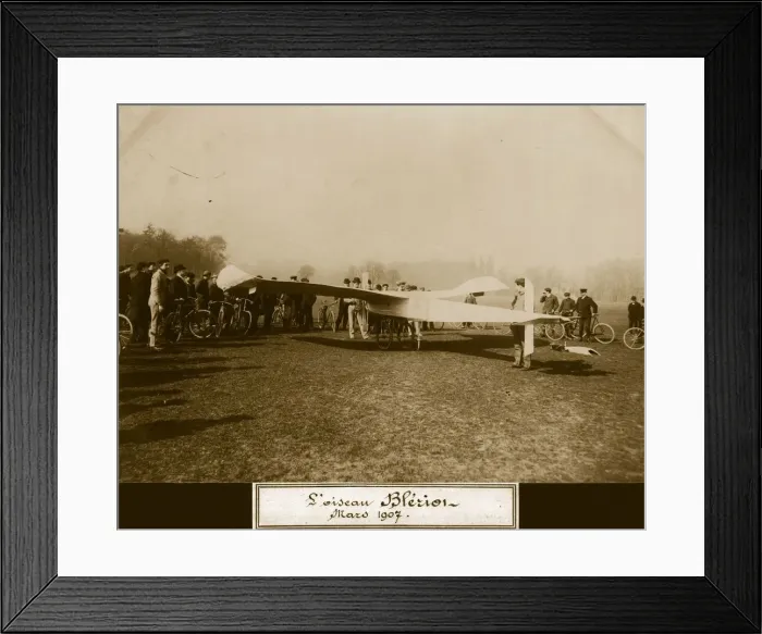 Framed Print : Bleriot V. 14th March 1907: A Bleriot V monoplane being erected in front Framed Print : Bleriot V. 14th March 1907: A Bleriot V monoplane being erected in front