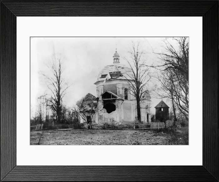 Framed Print : Kaputt. circa 1918: A Russian church after a bombardment Framed Print : Kaputt. circa 1918: A Russian church after a bombardment