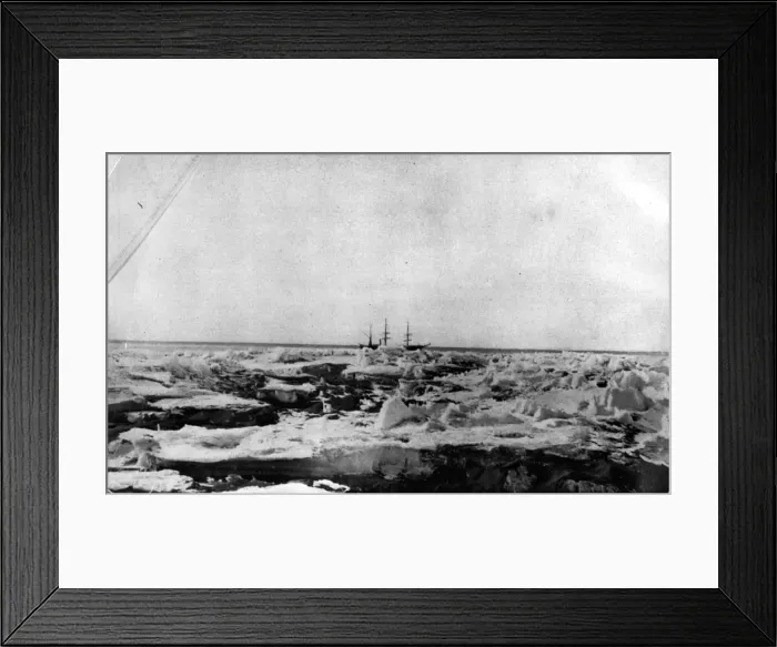 Framed Print : Ice Bound. 7th February 1902: Scotts expedition ship Discovery eight miles Framed Print : Ice Bound. 7th February 1902: Scotts expedition ship Discovery eight miles