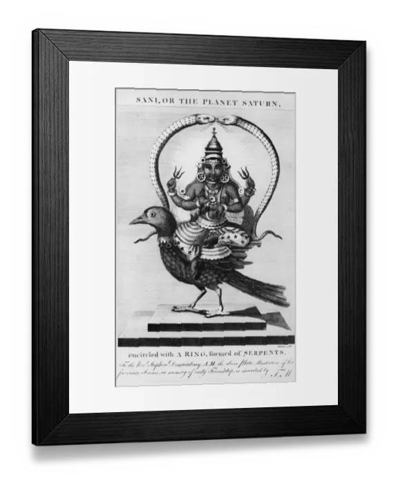 Framed Print : Saturn. circa 1800: Sani, or the planet Saturn, from an Asian illustration Framed Print : Saturn. circa 1800: Sani, or the planet Saturn, from an Asian illustration