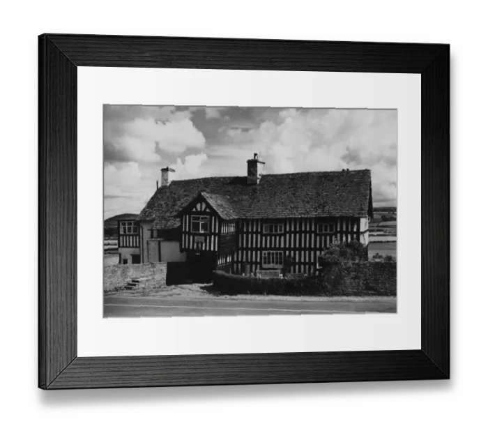 Framed Print : Residence. circa 1901: A black and white building, possibly Tudor, from the Welsh borders Framed Print : Residence. circa 1901: A black and white building, possibly Tudor, from the Welsh borders