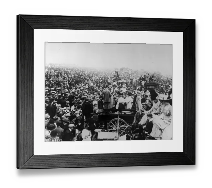 Framed Print : Derby Day. June 1908: The scene on Epsom Downs on Derby Day Framed Print : Derby Day. June 1908: The scene on Epsom Downs on Derby Day