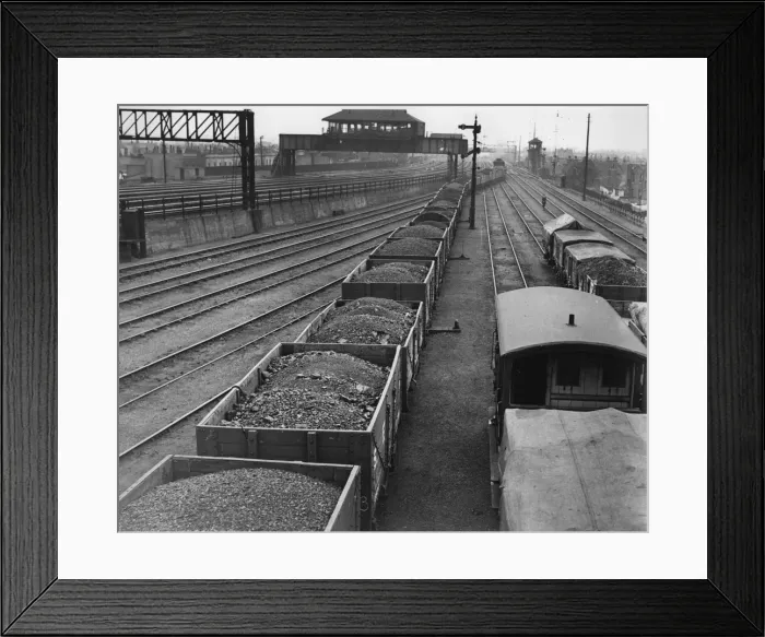 Framed Print : Full Load. 1920: Coal wagons at Nine Elms Station. (Photo by Hulton Archive / Getty Images)