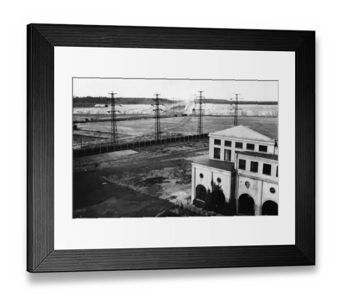 Framed Print : Pyllution. circa 1935: The Berlin power line at Bitterfeld Framed Print : Pyllution. circa 1935: The Berlin power line at Bitterfeld
