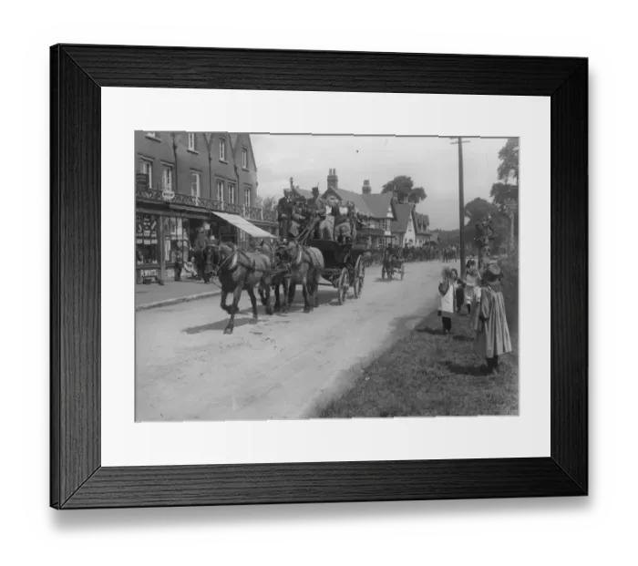 Framed Print : Racegoers. June 1912: A brake-load of racegoers on their way to Epsom for the Derby Framed Print : Racegoers. June 1912: A brake-load of racegoers on their way to Epsom for the Derby