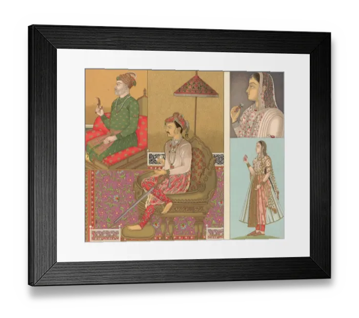 Framed Print : India. circa 1800: Indian men and women wearing elaborate costumes
