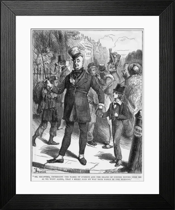 Framed Print : Follow Me. circa 1850: David Copperfield in Finsbury Square