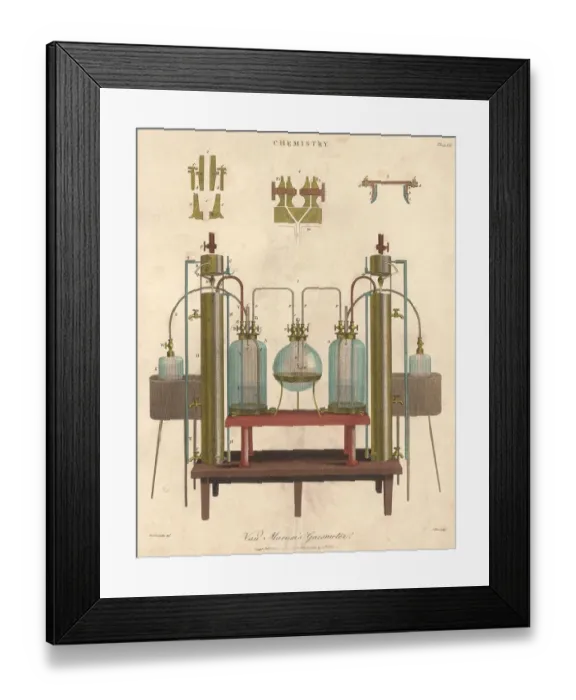 Framed Print : Gasometer. Van Marums Gasometer, used in the field of chemistry Framed Print : Gasometer. Van Marums Gasometer, used in the field of chemistry