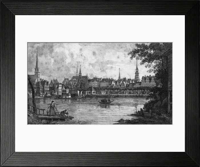 Framed Print : Hamburg. 1st November 1799: The Ladies Walk alongside the river in Hamburg Framed Print : Hamburg. 1st November 1799: The Ladies Walk alongside the river in Hamburg