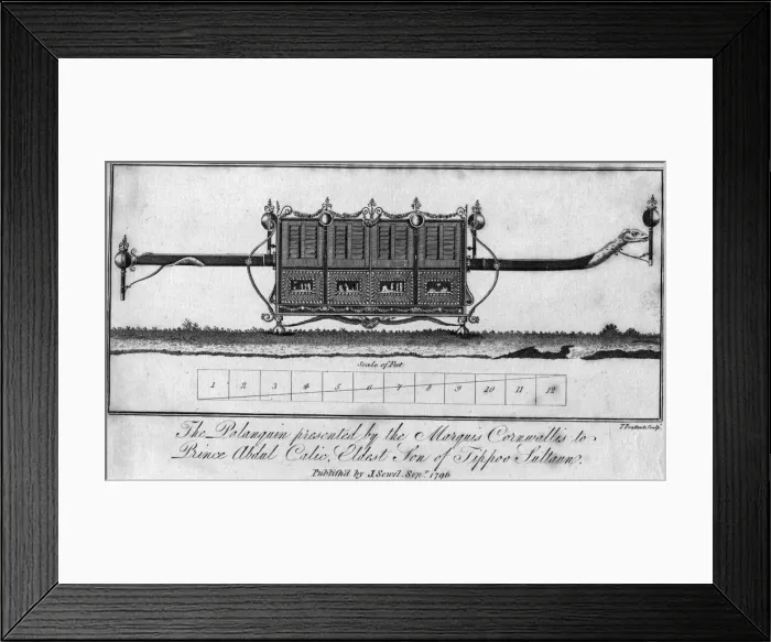 Framed Print : Palanquin. September 1796: The Palanquin, a covered litter carried by six men Framed Print : Palanquin. September 1796: The Palanquin, a covered litter carried by six men