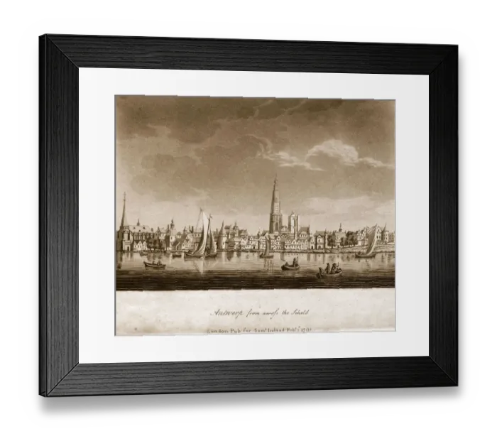 Framed Print : Antwerp. 1st February 1795: A view of Antwerp from across the Scheld Framed Print : Antwerp. 1st February 1795: A view of Antwerp from across the Scheld