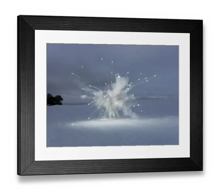 Framed Print : explosion in winter landscape Framed Print : explosion in winter landscape