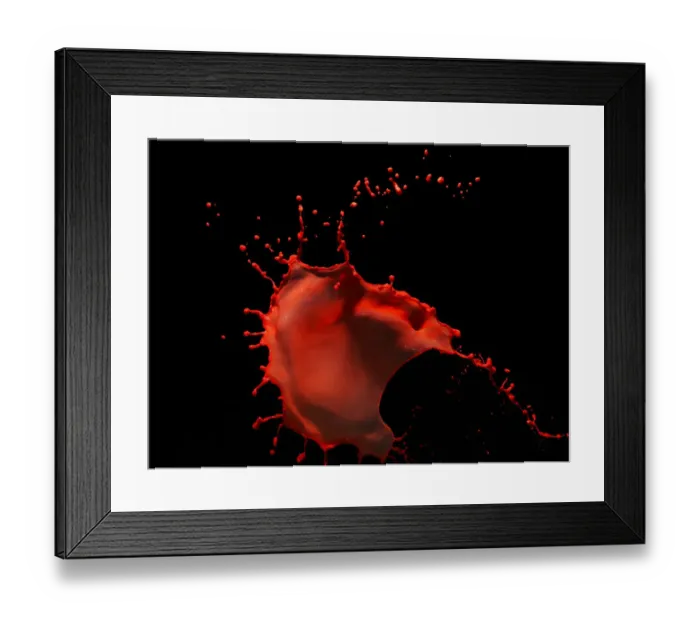 Framed Print : Splash. Red splash on black background Framed Print : Splash. Red splash on black background