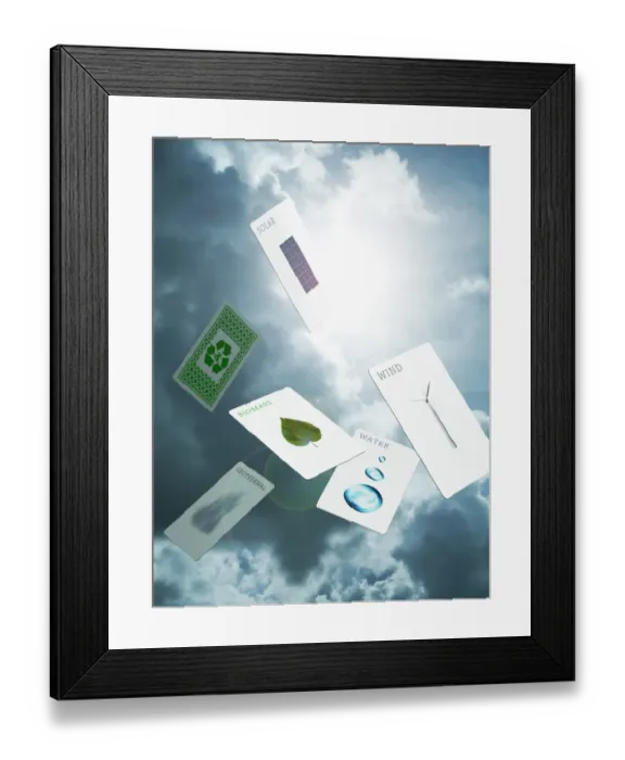 Framed Print : Renewable energy playing card in the sky Framed Print : Renewable energy playing card in the sky