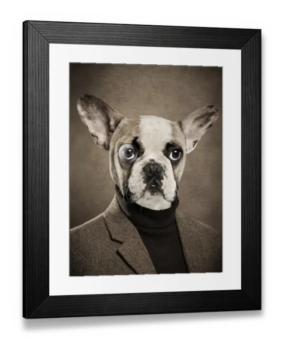 Framed Print : Dog with monocle and human body Framed Print : Dog with monocle and human body