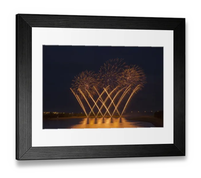 Framed Print : Fireworks reflecting on a lake Framed Print : Fireworks reflecting on a lake