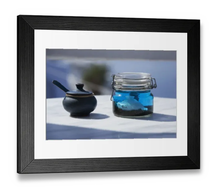 Framed Print : Table Decoration At Santorini Hotel And Cafe Galini Framed Print : Table Decoration At Santorini Hotel And Cafe Galini